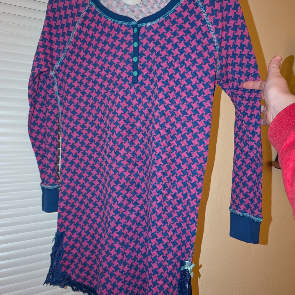 Honeydew Intimates Pink and Blue Houndstooth Top